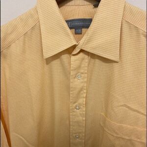 Hickey Freeman NWOT Cotton Long Sleeve Shirt in Yellow Micro Check.